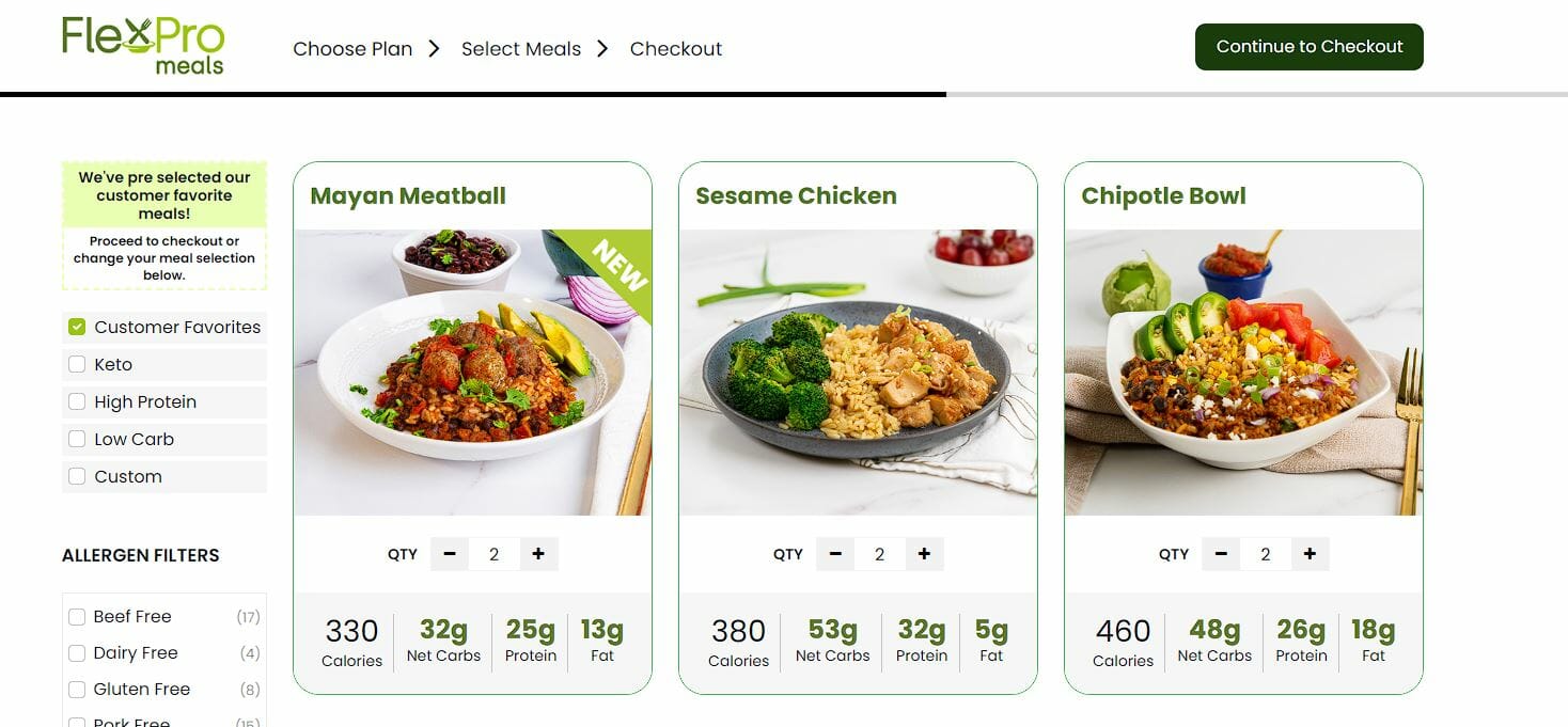 FlexPro Sample meals